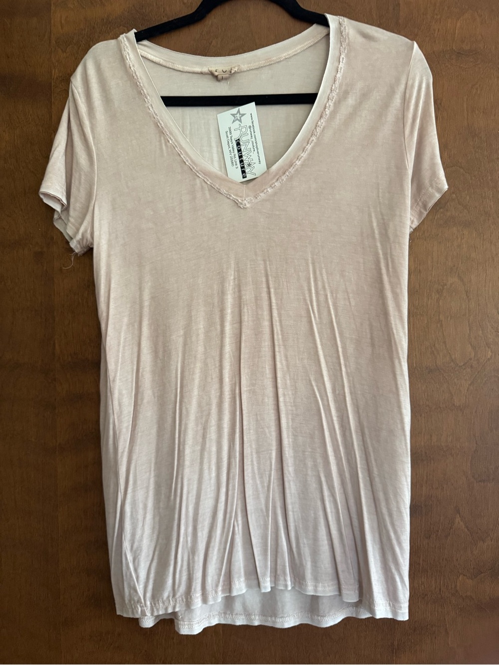 POL Blush Pink V-Neck Short Sleeve Tee